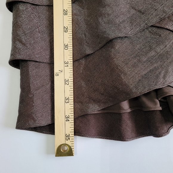 Adrianna Papell Brown Sheen Tiered Wrap Cocktail Dress - Picture 9 of 11
